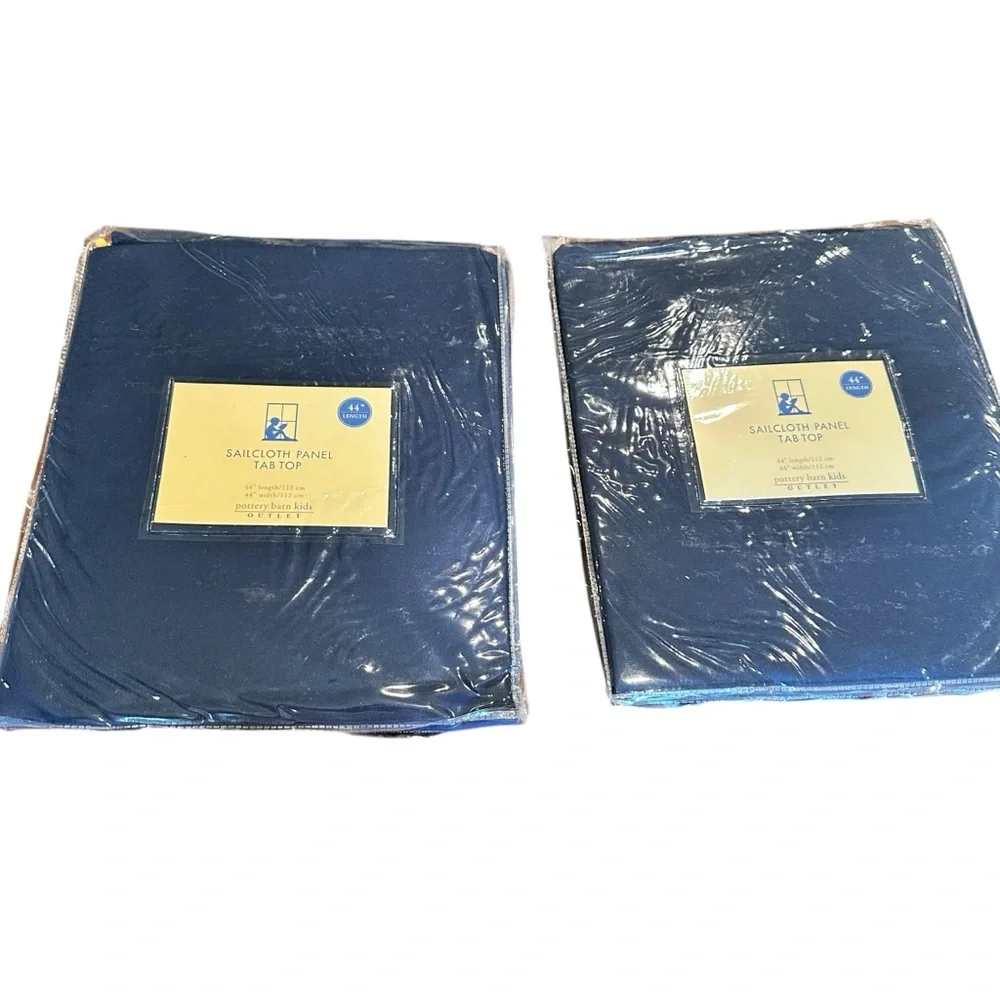 Pottery Barn Kids Outlet Sailcloth Panel Tab Top Curtain 44” Pair of 2 NWT